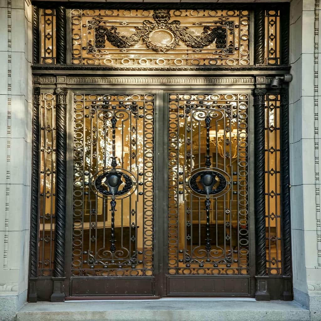 villa-door-wrought-iron-kd فروش درب حیاط ساده و شیک فلزی مناسب ساختمان مسکونی
