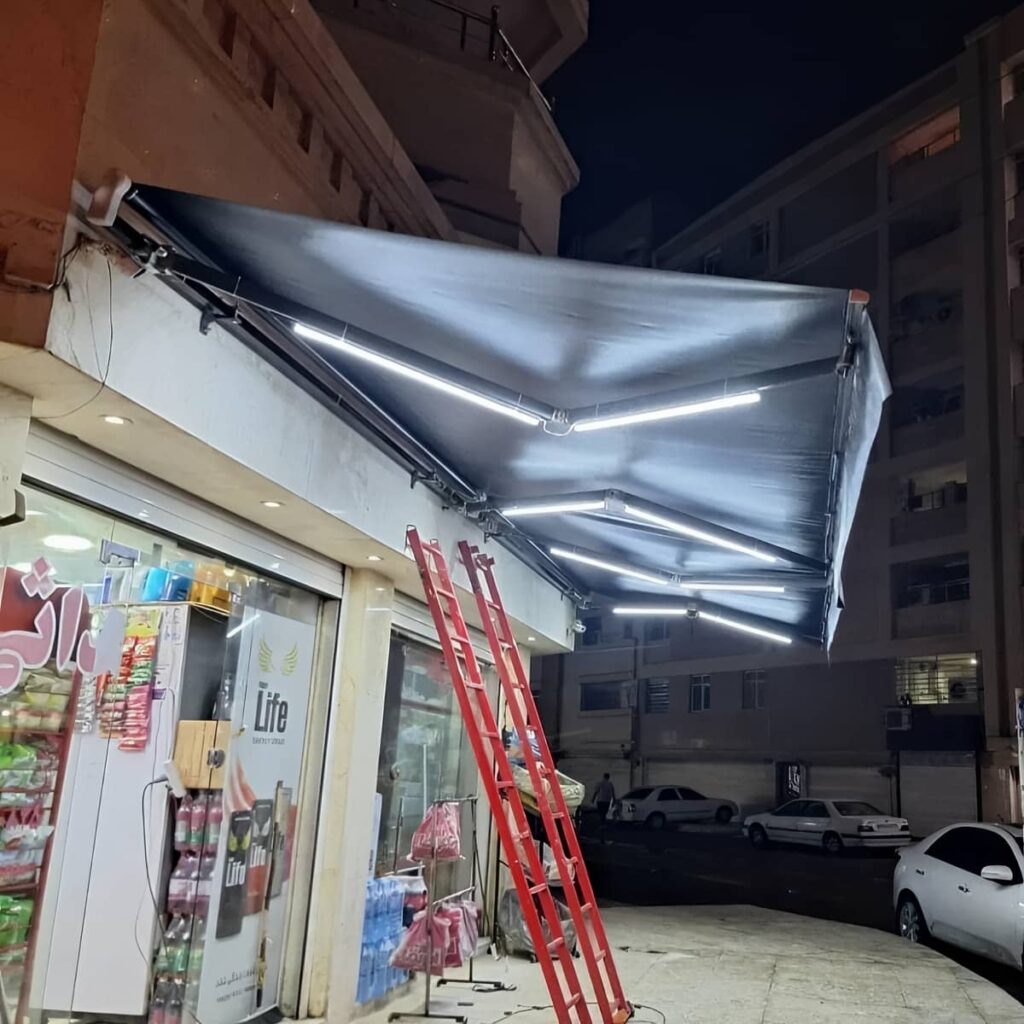 قیمت سایبان برقی بازویی اتوماتیک کافه در لواسان