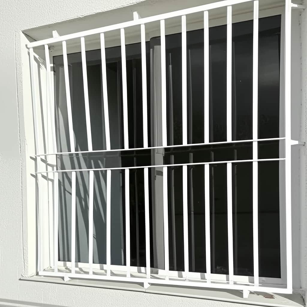 حفاظ پنجره با ساختار مدرن و خطوط منظم فلزی