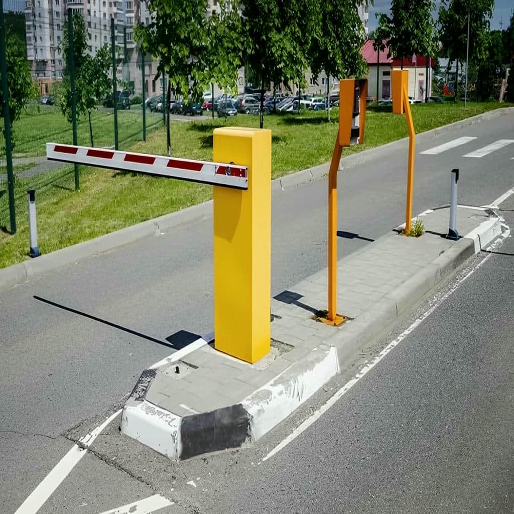 راهبند پارکینگ منازل با پایه فلزی تراز شده نصب راهبند پارکینگ منازل شخصی