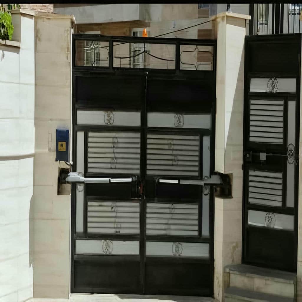 جک درب برقی پارکینگ با فلاشر هشدار روی ستون ورودی جک درب برقی پارکینگ با فلاشر هشدار روی ستون ورودی