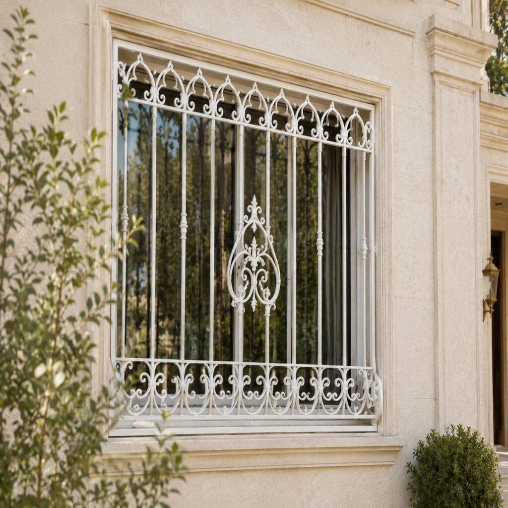 خرید نرده پنجره فلزی شاسی دار عمودی