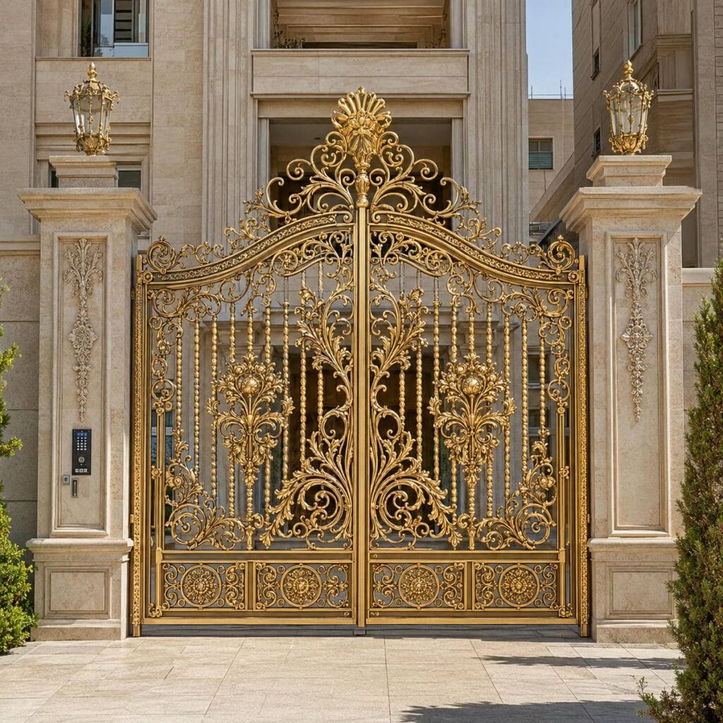 14 نمونه درب پارکینگ مشکی طلایی