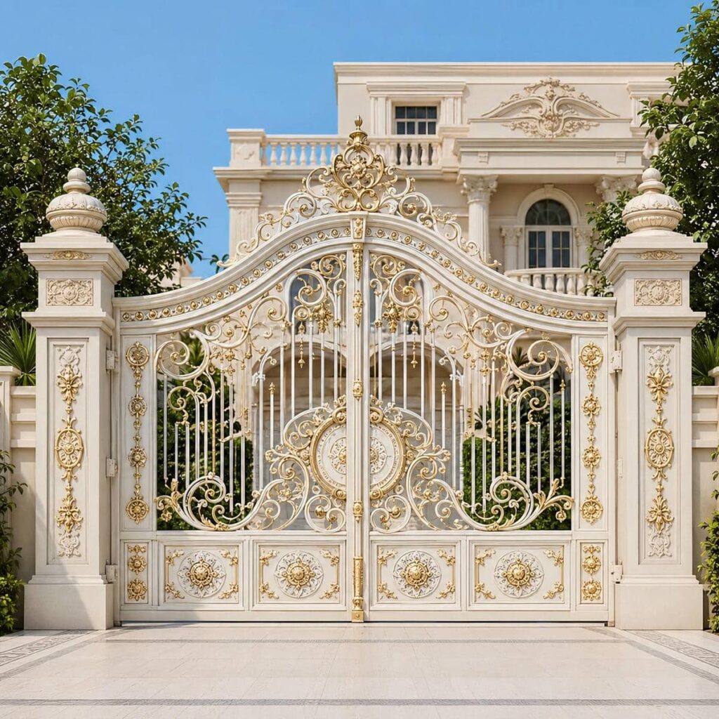 اجرای درب حیاط نمای آجری متناسب با شیب کف
