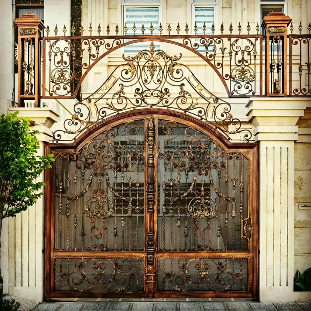 انتخاب درب حیاط نمای آجری مشکی برای آجر قرمز