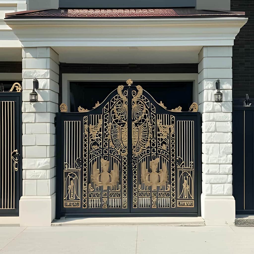 نصب درب پارکینگ آهنی قاب دار دو لنگه