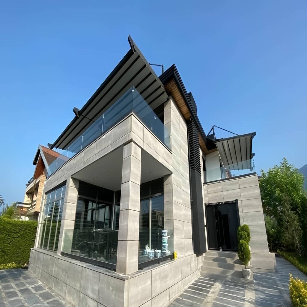 سقف متحرک پارچه ای با رنگ هماهنگ نما