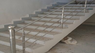 نرده استیل راه پله با طراحی مدرن