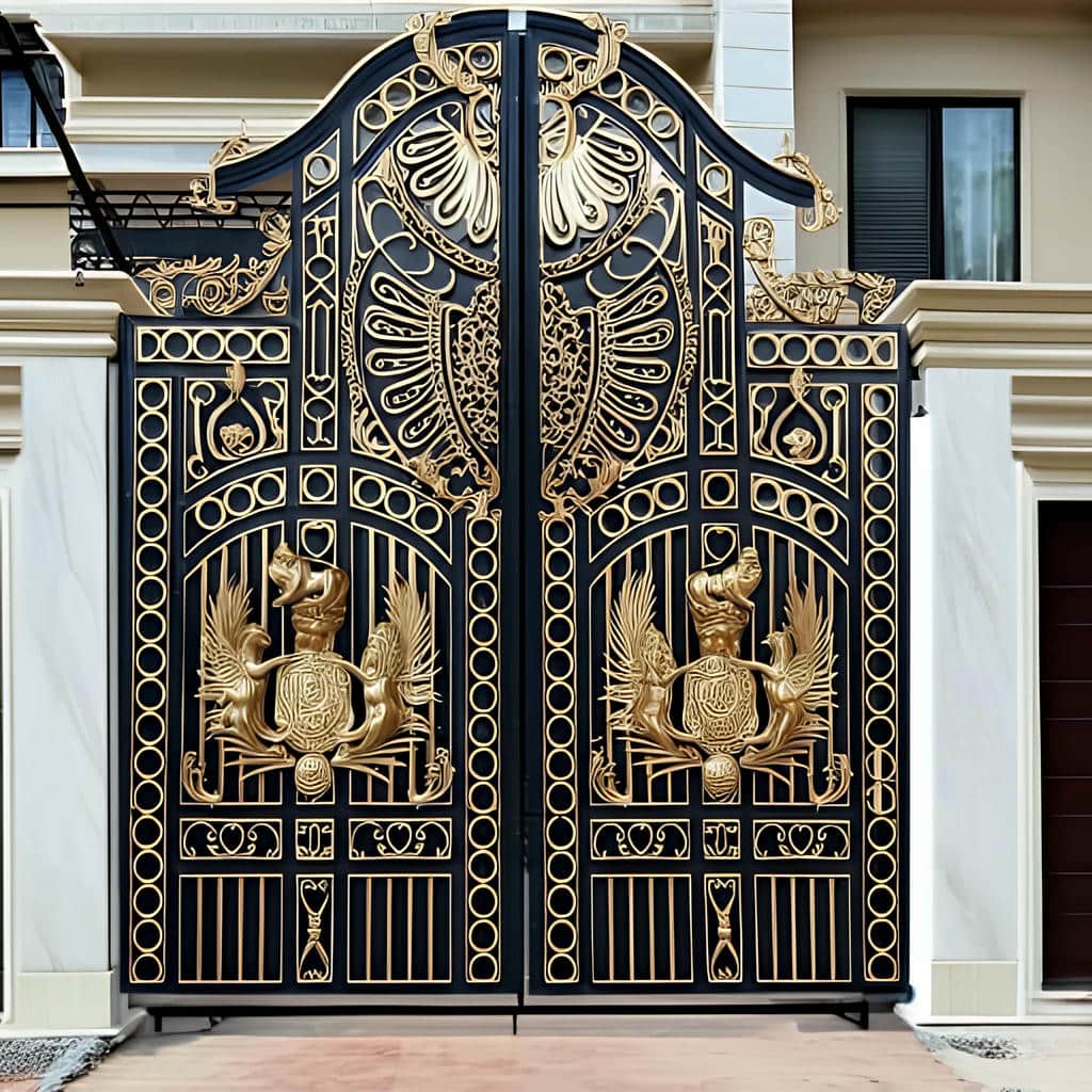 درب لاکچری حیاط هماهنگ با نمای سنگی