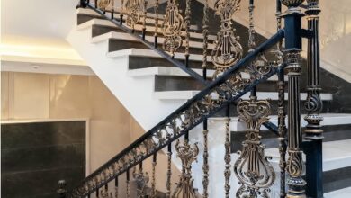 نرده فرفورژه راه پله با طرح کلاسیک