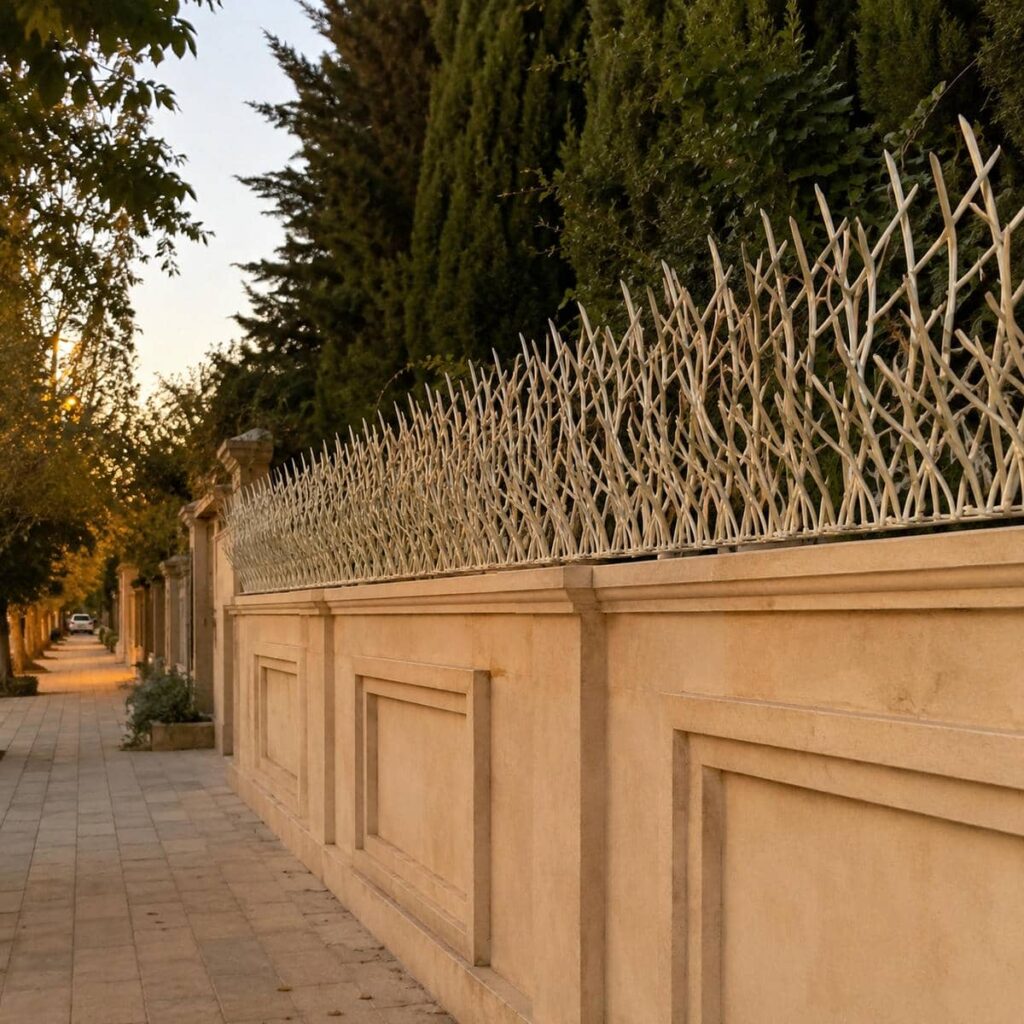 حفاظ دیوار سرنیزه ای روی دیوار آجری