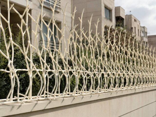 حفاظ دیوار شاخ گوزنی مشکی روی حیاط اراک مرکز فروش حفاظ دیوار سفارشی در اراک و حومه